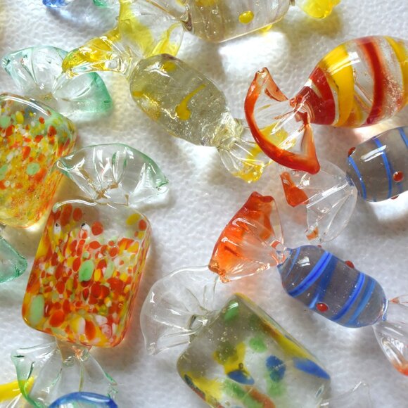 Hand Blown Glass Candies, Lot of 18, Vintage, Murano? - Picture 5 of 9